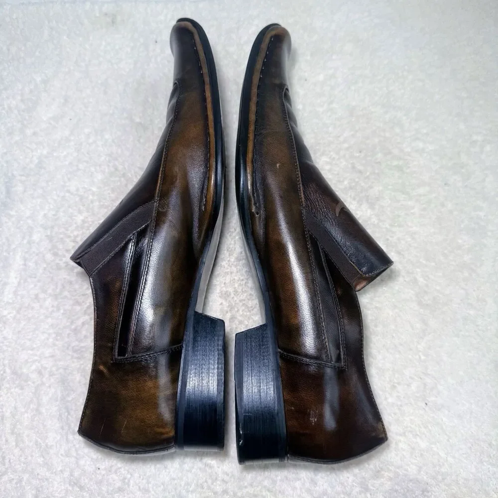 Giorgio Brutini Men’s 12M Brown Leather Slip On Loafers Shoes GB158222